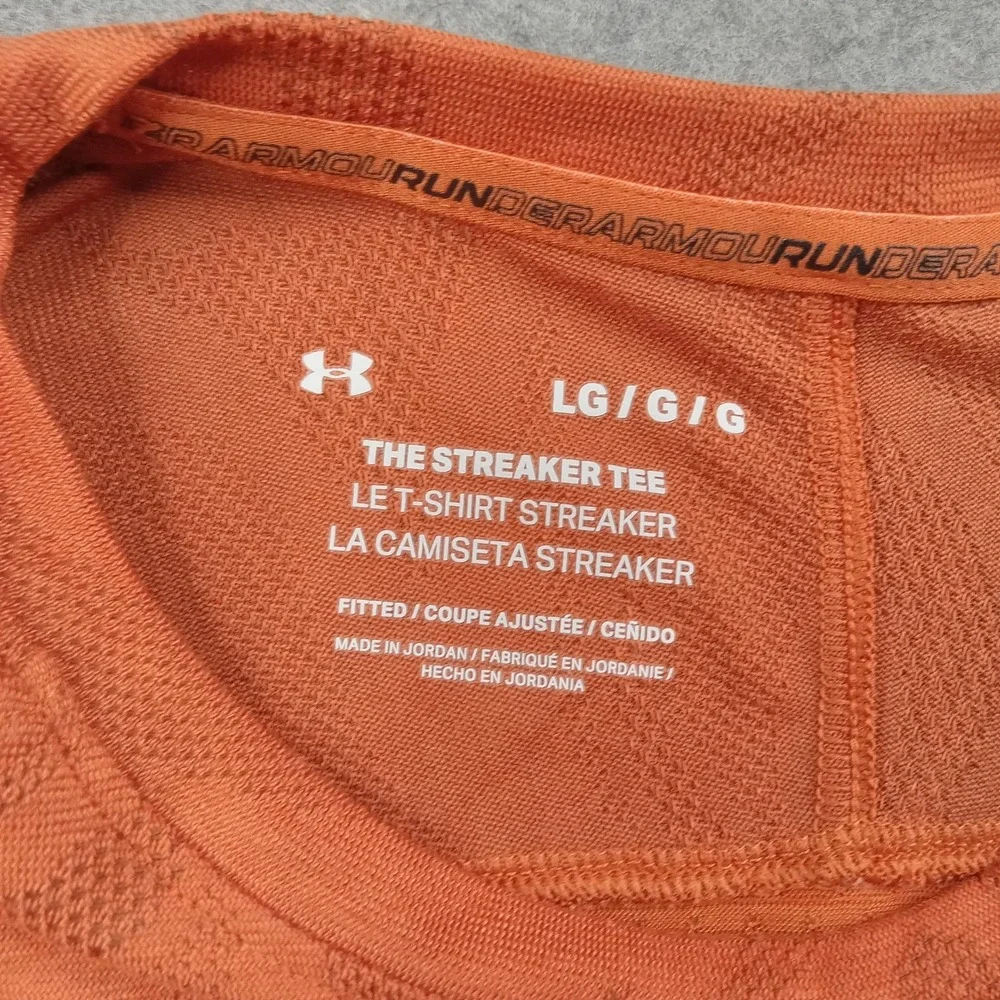 Under Armour Shirt Mens Large Orange The Streaker Tee Fitted Running Top 1369747